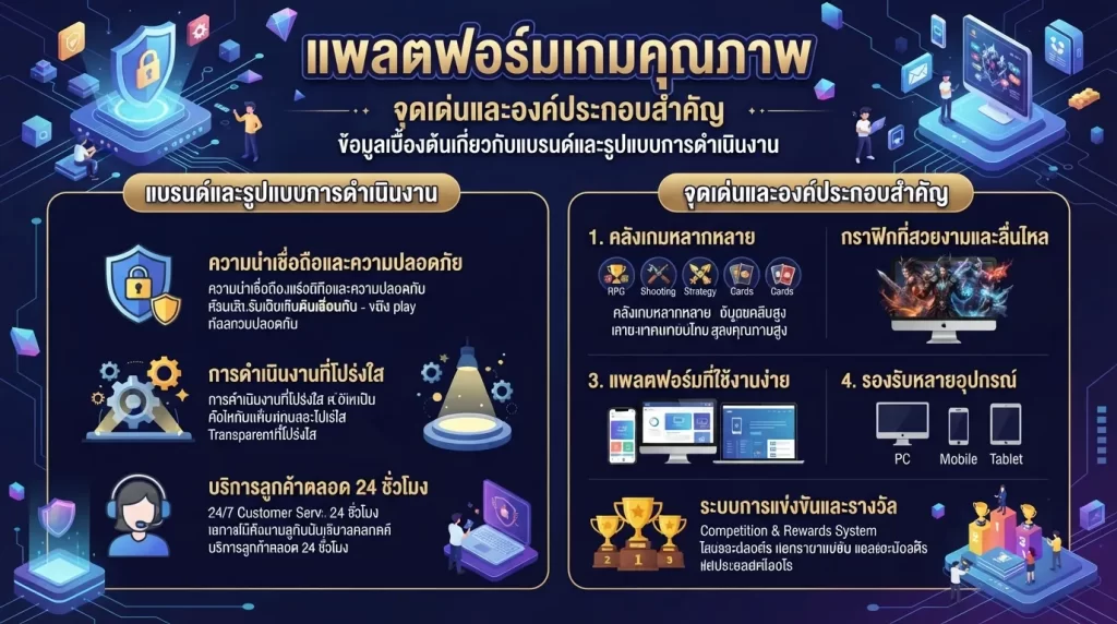 จุดเด่นและองค์ประกอบสำคัญของ แพลตฟอร์มเกมคุณภาพ